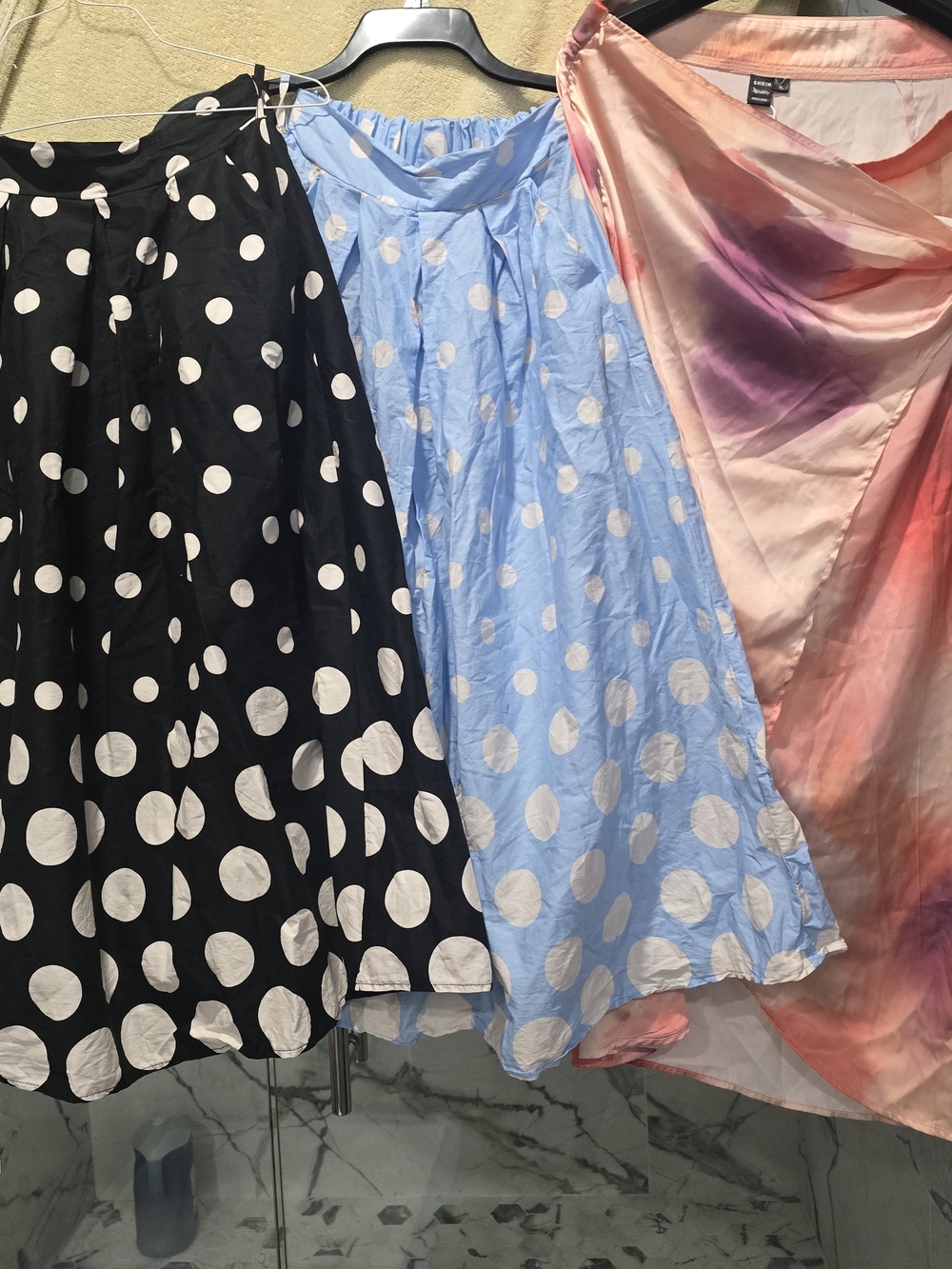 Polka Dot Midi Skirt in Light Blue by
